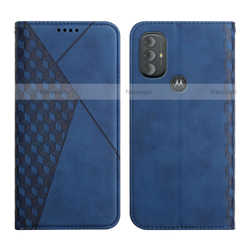 Leather Case Stands Flip Cover Holder Y02X for Motorola Moto G Power (2022) Blue
