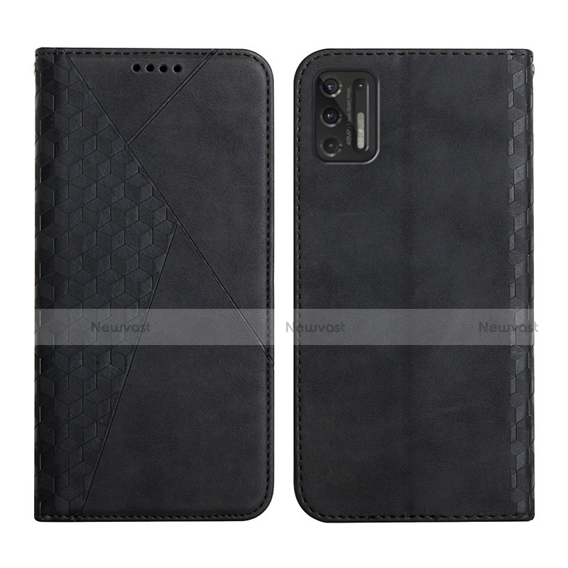 Leather Case Stands Flip Cover Holder Y02X for Motorola Moto G Stylus (2021) Black