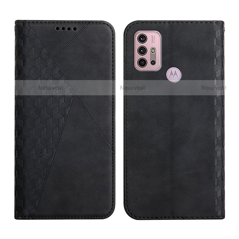 Leather Case Stands Flip Cover Holder Y02X for Motorola Moto G10 Black