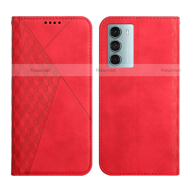 Leather Case Stands Flip Cover Holder Y02X for Motorola Moto G200 5G Red