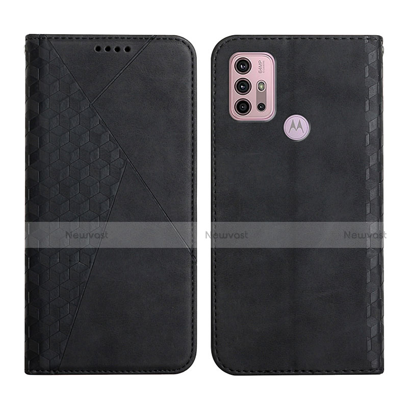 Leather Case Stands Flip Cover Holder Y02X for Motorola Moto G30 Black