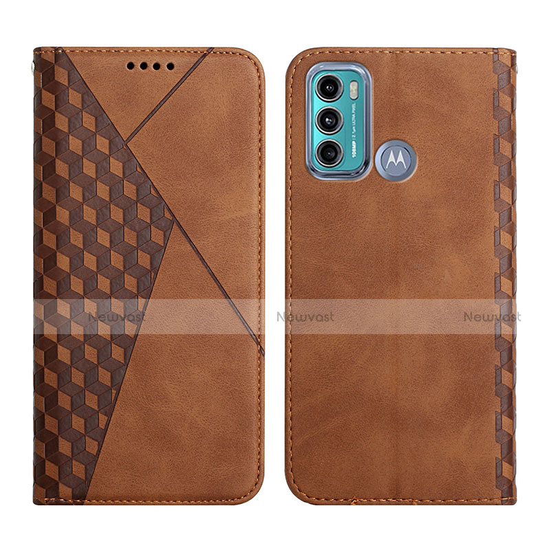 Leather Case Stands Flip Cover Holder Y02X for Motorola Moto G40 Fusion Brown