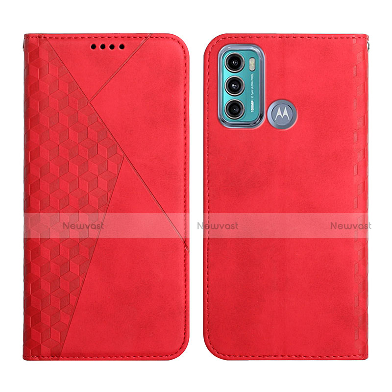 Leather Case Stands Flip Cover Holder Y02X for Motorola Moto G40 Fusion Red