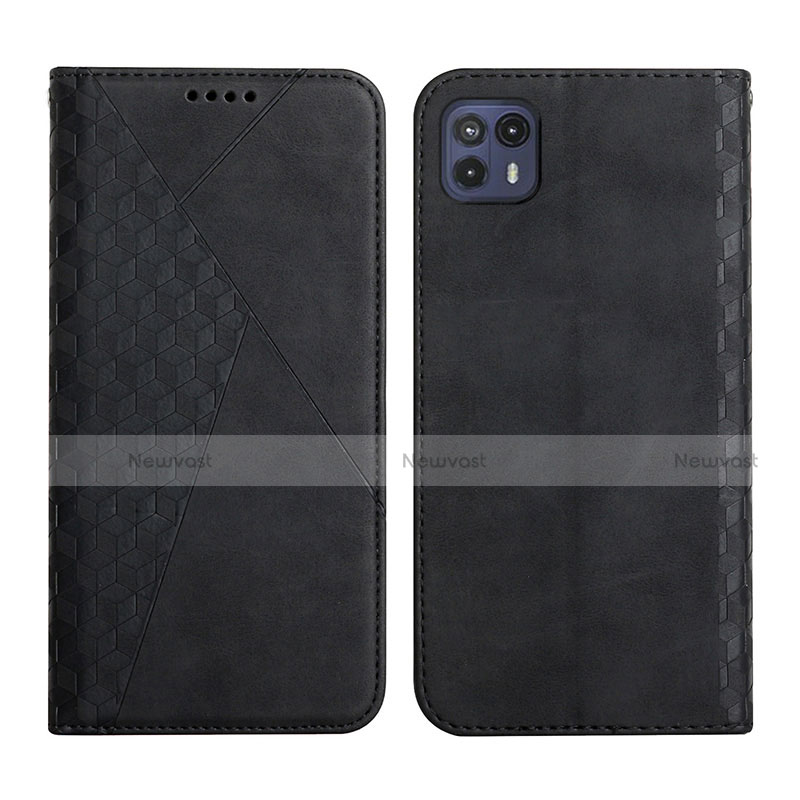 Leather Case Stands Flip Cover Holder Y02X for Motorola Moto G50 5G Black