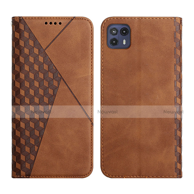Leather Case Stands Flip Cover Holder Y02X for Motorola Moto G50 5G Brown
