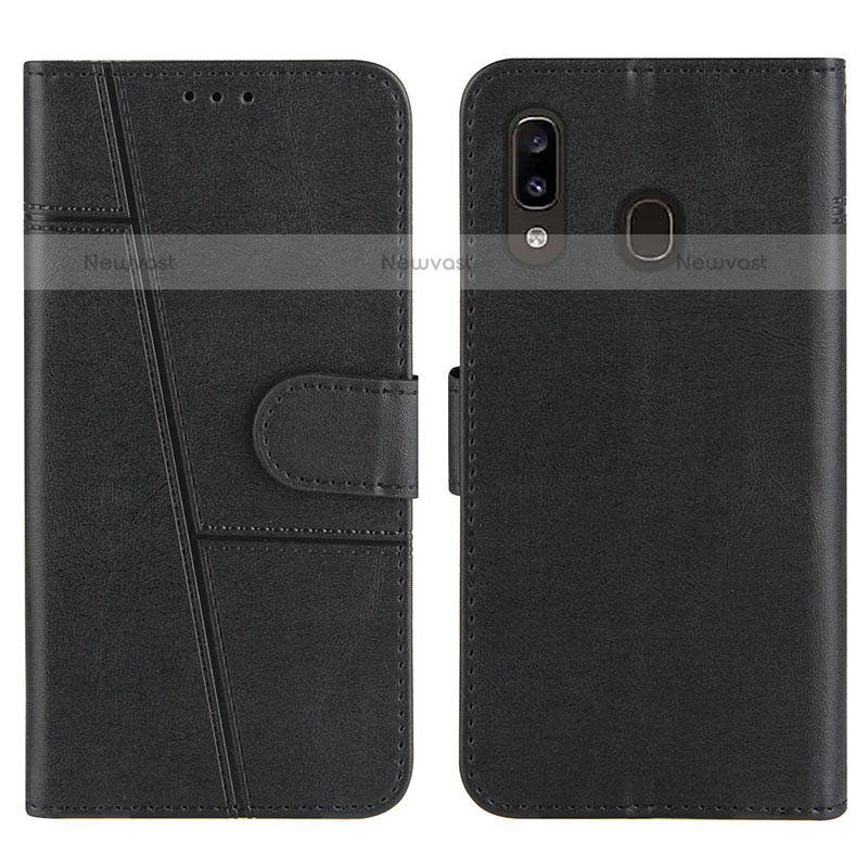 Leather Case Stands Flip Cover Holder Y02X for Samsung Galaxy A20