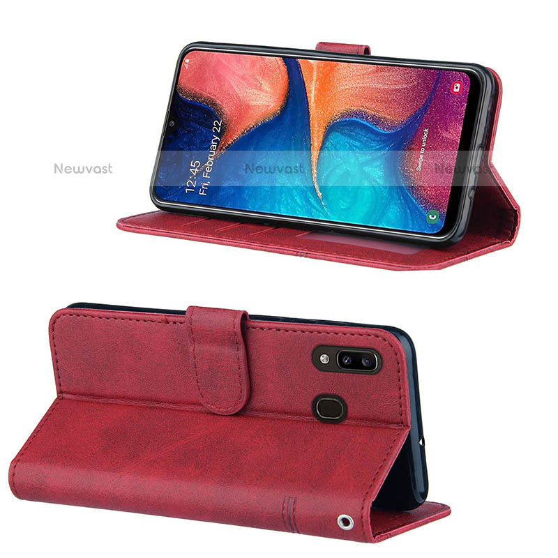 Leather Case Stands Flip Cover Holder Y02X for Samsung Galaxy A20