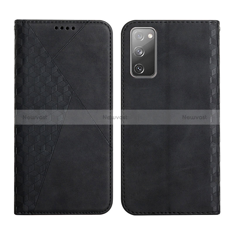 Leather Case Stands Flip Cover Holder Y02X for Samsung Galaxy S20 Lite 5G Black