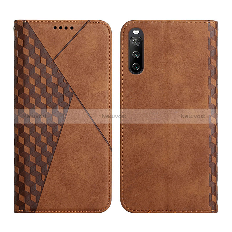 Leather Case Stands Flip Cover Holder Y02X for Sony Xperia 10 III Brown