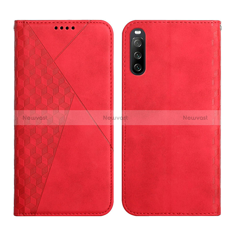 Leather Case Stands Flip Cover Holder Y02X for Sony Xperia 10 III Red