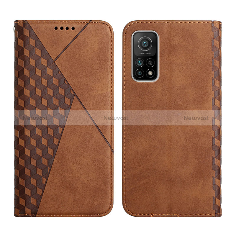 Leather Case Stands Flip Cover Holder Y02X for Xiaomi Mi 10T Pro 5G Brown
