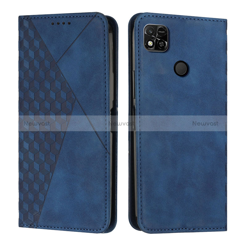 Leather Case Stands Flip Cover Holder Y02X for Xiaomi Redmi 9C Blue