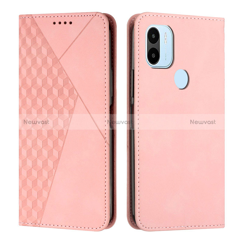 Leather Case Stands Flip Cover Holder Y02X for Xiaomi Redmi A1 Plus Rose Gold