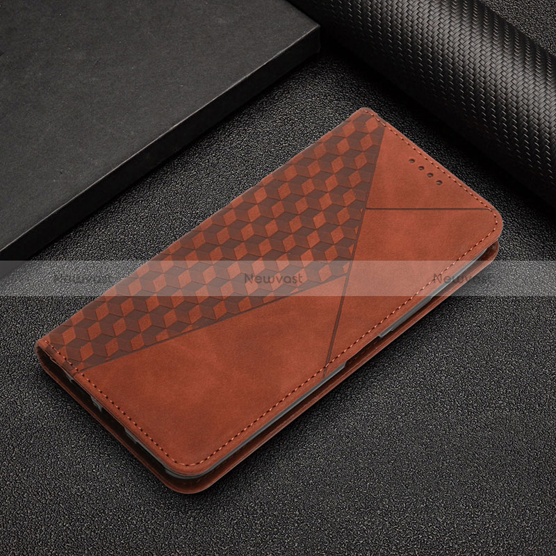 Leather Case Stands Flip Cover Holder Y02X for Xiaomi Redmi Note 12 Pro 5G Brown