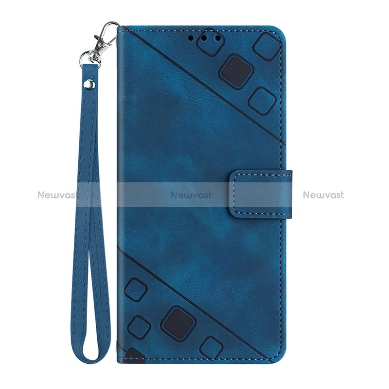 Leather Case Stands Flip Cover Holder Y03B for Huawei Honor 9X Blue