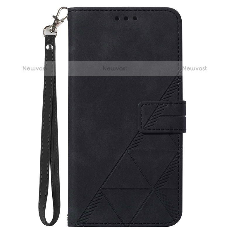 Leather Case Stands Flip Cover Holder Y03B for Samsung Galaxy A02s Black