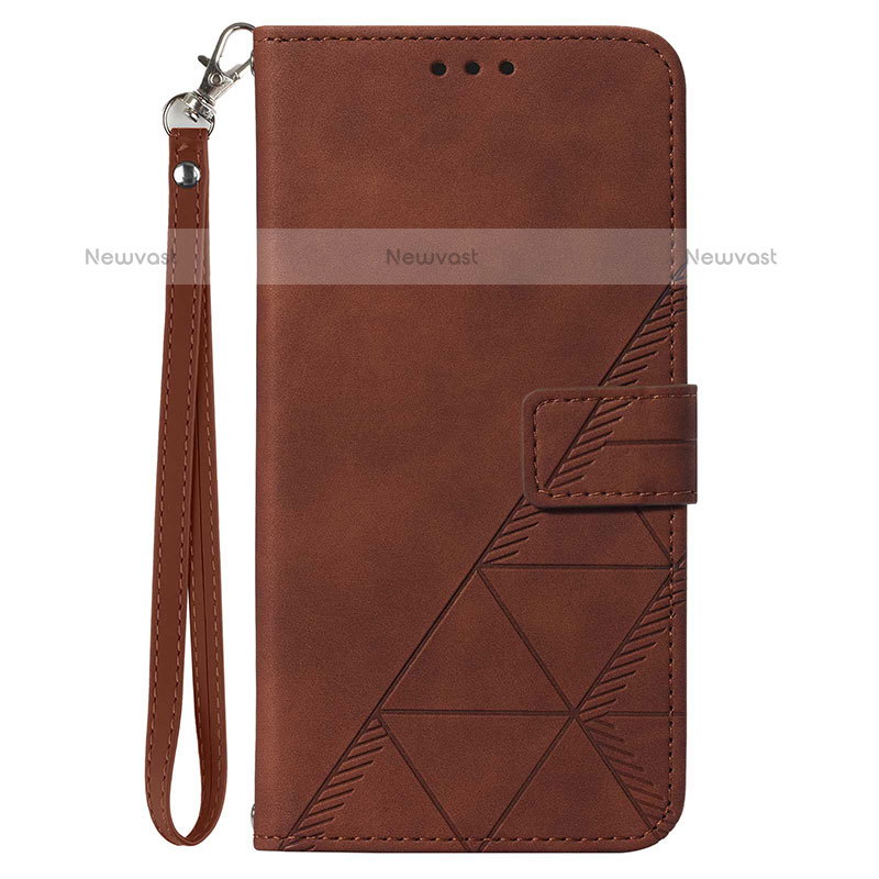 Leather Case Stands Flip Cover Holder Y03B for Samsung Galaxy A02s Brown