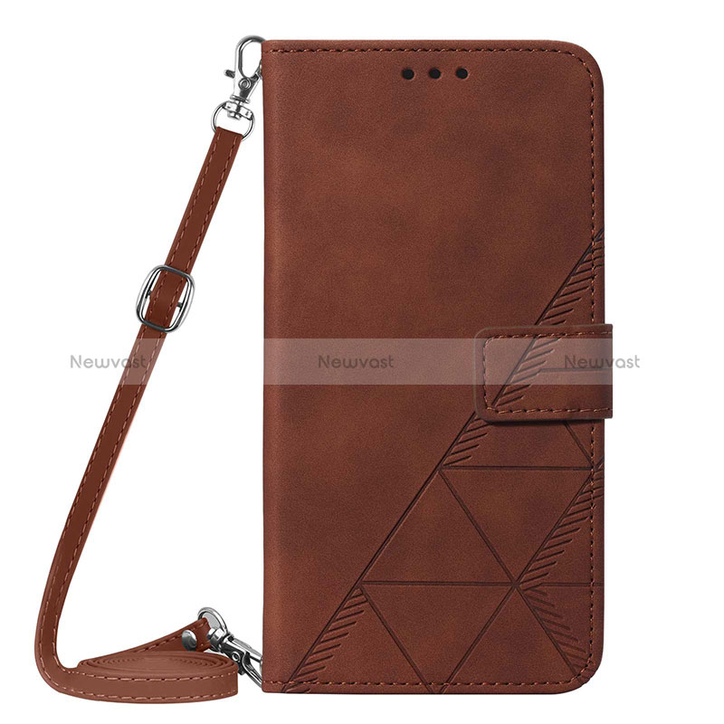 Leather Case Stands Flip Cover Holder Y03B for Samsung Galaxy S20 FE 5G Brown