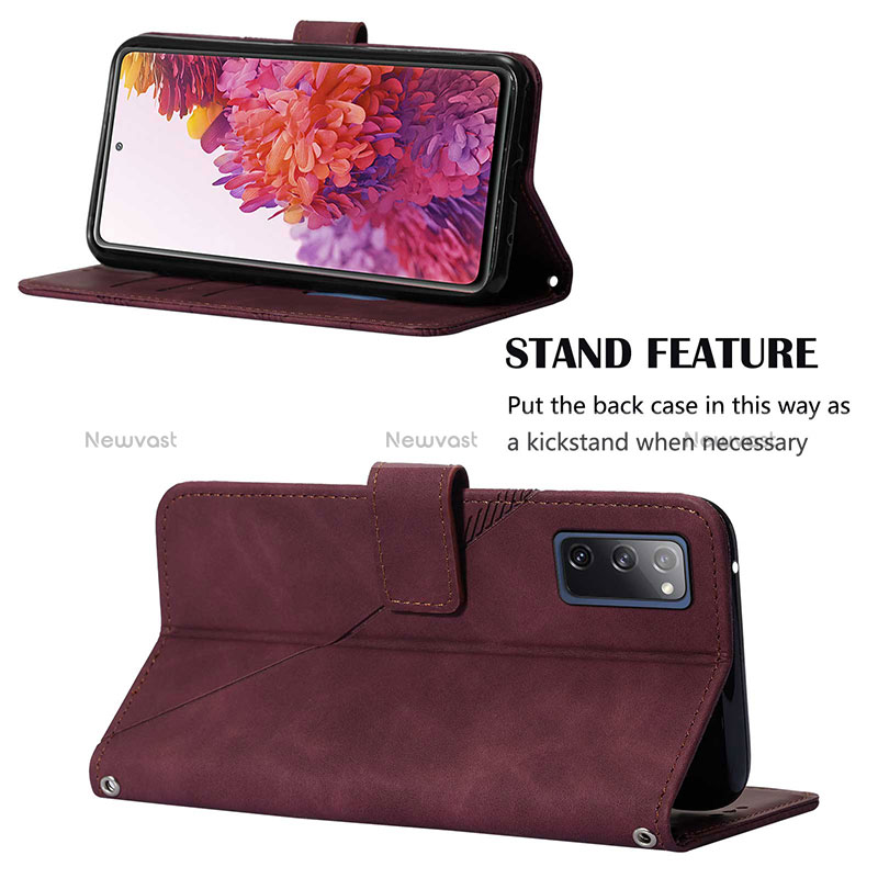 Leather Case Stands Flip Cover Holder Y03B for Samsung Galaxy S20 Lite 5G