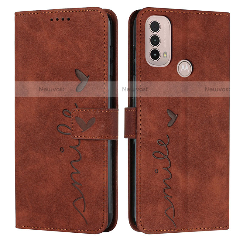 Leather Case Stands Flip Cover Holder Y03X for Motorola Moto E20