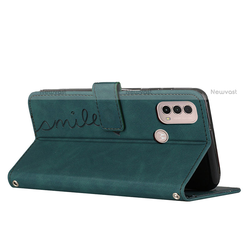 Leather Case Stands Flip Cover Holder Y03X for Motorola Moto E20