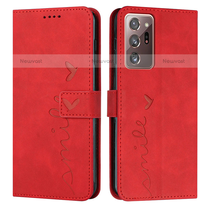 Leather Case Stands Flip Cover Holder Y03X for Samsung Galaxy Note 20 Ultra 5G Red