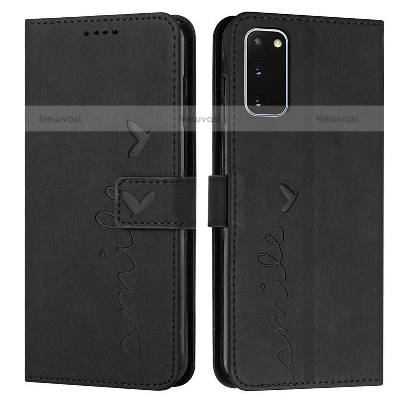 Leather Case Stands Flip Cover Holder Y03X for Samsung Galaxy S20 Black