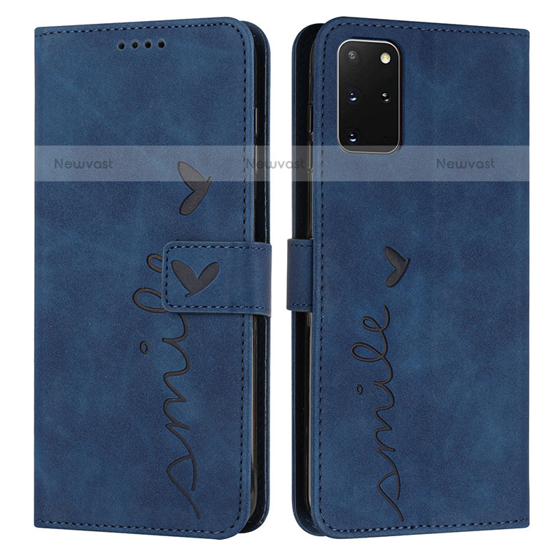 Leather Case Stands Flip Cover Holder Y03X for Samsung Galaxy S20 Plus 5G Blue