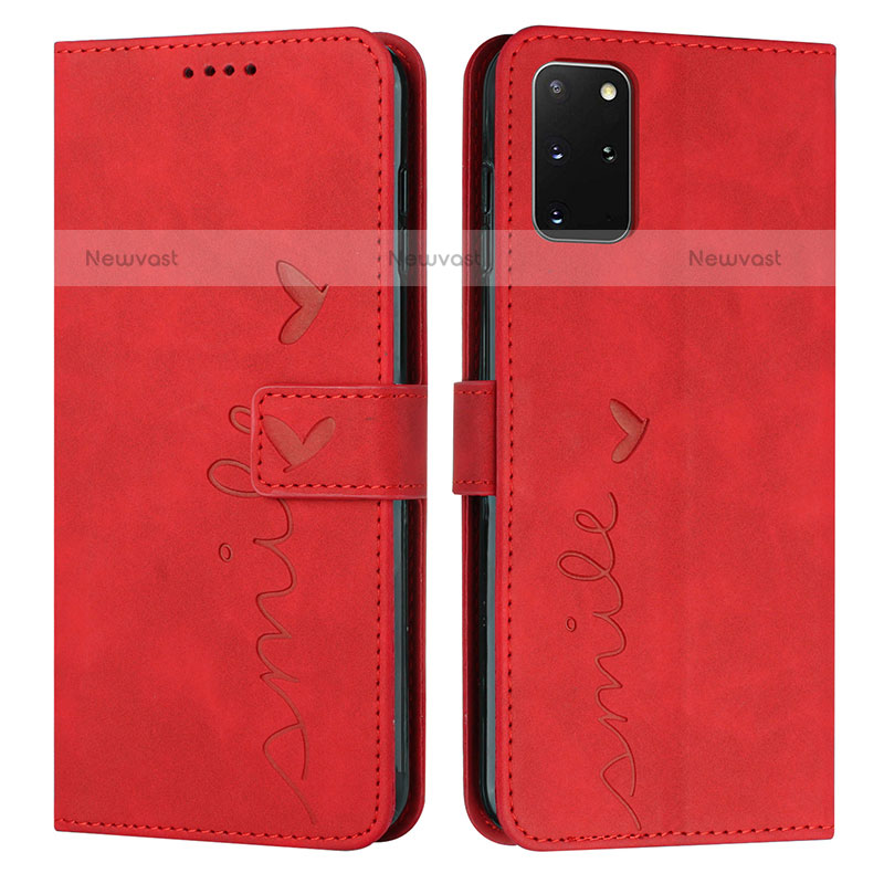 Leather Case Stands Flip Cover Holder Y03X for Samsung Galaxy S20 Plus 5G Red