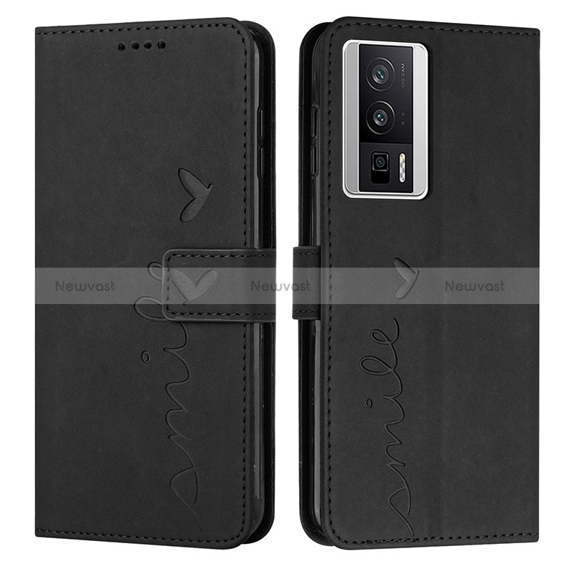 Leather Case Stands Flip Cover Holder Y03X for Xiaomi Poco F5 Pro 5G Black