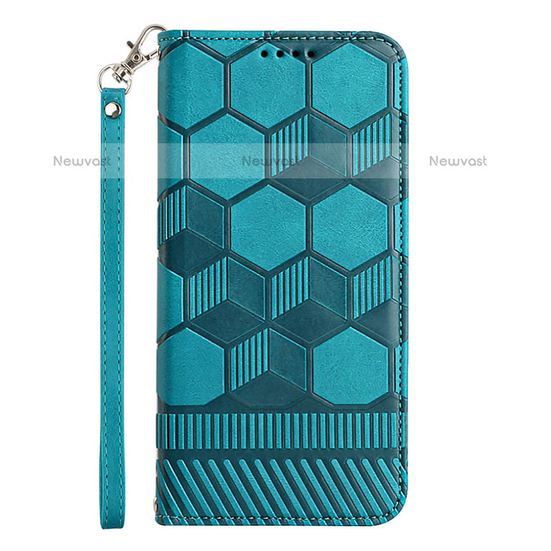Leather Case Stands Flip Cover Holder Y05B for Samsung Galaxy A02s Cyan