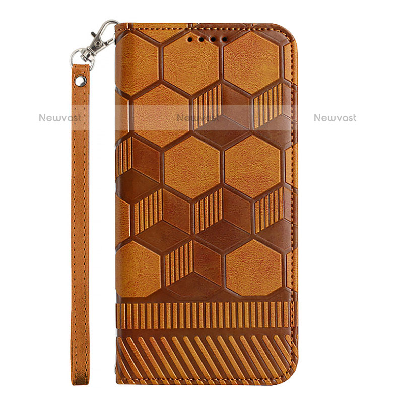 Leather Case Stands Flip Cover Holder Y05B for Samsung Galaxy A02s Light Brown