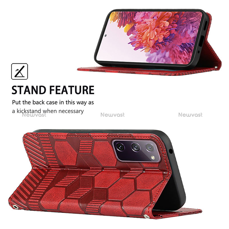 Leather Case Stands Flip Cover Holder Y06B for Samsung Galaxy S20 Lite 5G