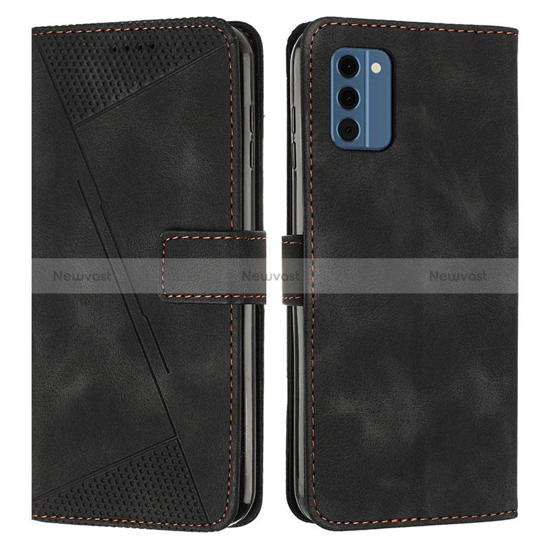 Leather Case Stands Flip Cover Holder Y07X for Nokia C300 Black