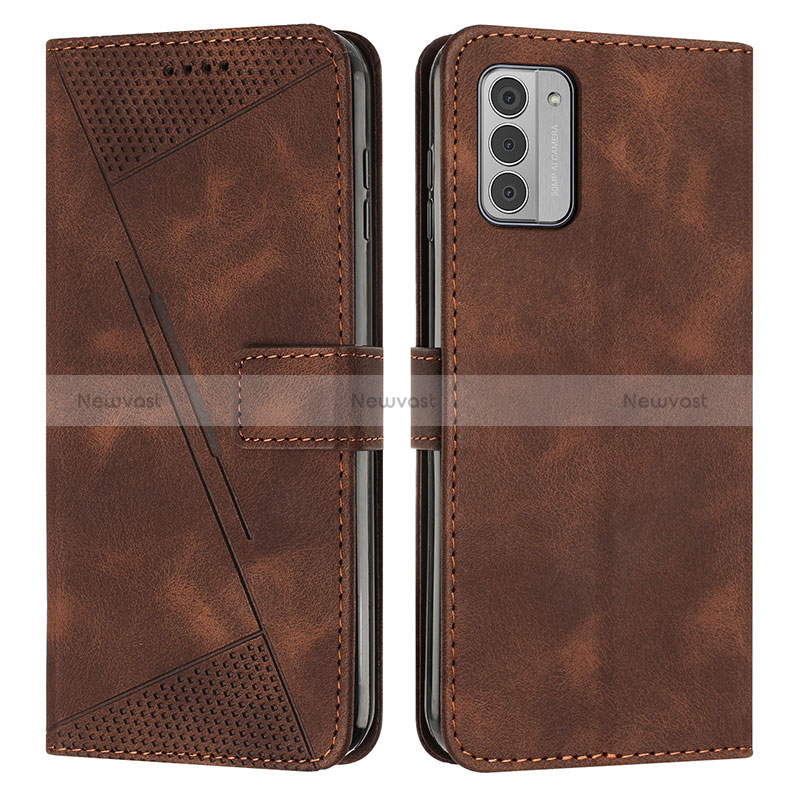 Leather Case Stands Flip Cover Holder Y07X for Nokia G310 5G Brown