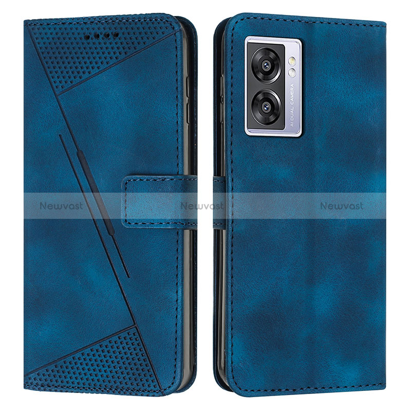 Leather Case Stands Flip Cover Holder Y07X for OnePlus Nord N300 5G Blue