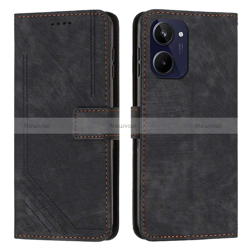 Leather Case Stands Flip Cover Holder Y07X for Realme 10 4G Black