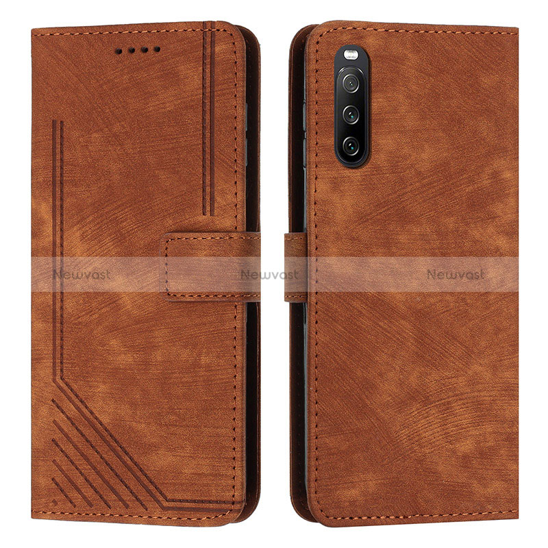 Leather Case Stands Flip Cover Holder Y08X for Sony Xperia 10 IV Brown