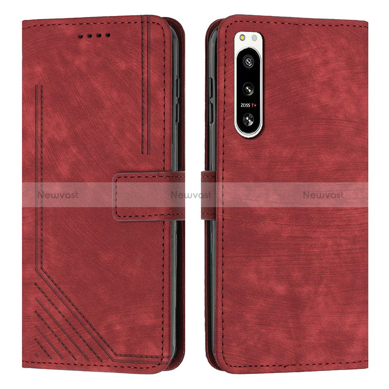 Leather Case Stands Flip Cover Holder Y08X for Sony Xperia 5 IV Red
