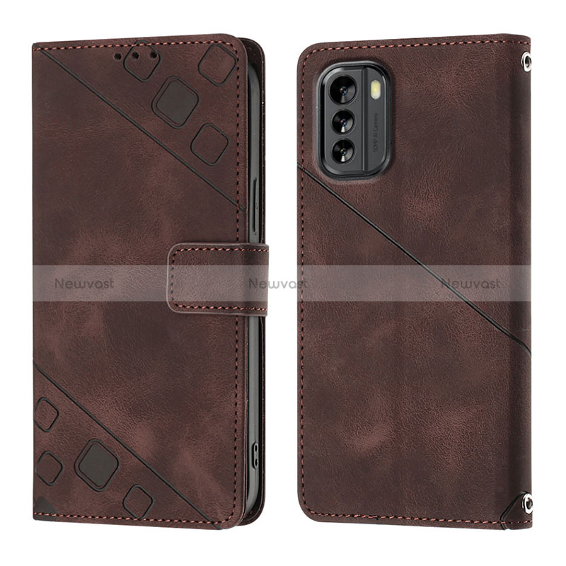 Leather Case Stands Flip Cover Holder YB1 for Nokia G60 5G