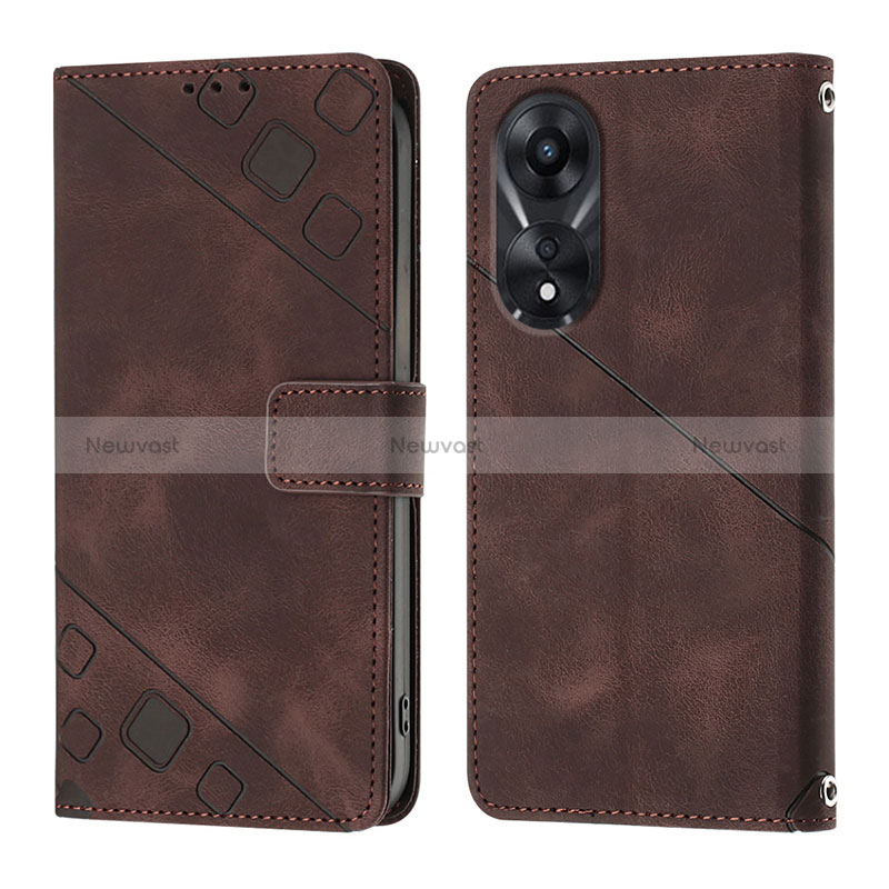 Leather Case Stands Flip Cover Holder YB1 for Oppo A78 5G