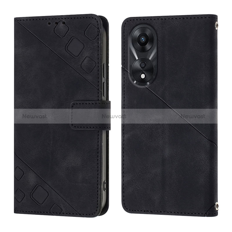 Leather Case Stands Flip Cover Holder YB1 for Oppo A78 5G