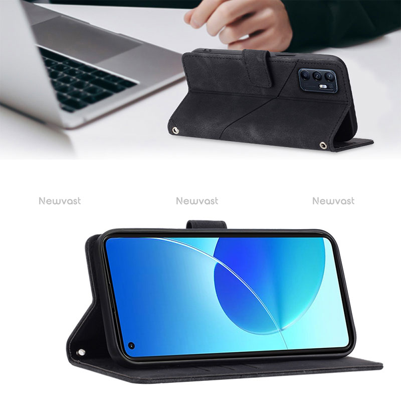 Leather Case Stands Flip Cover Holder YB1 for Oppo Reno6 5G