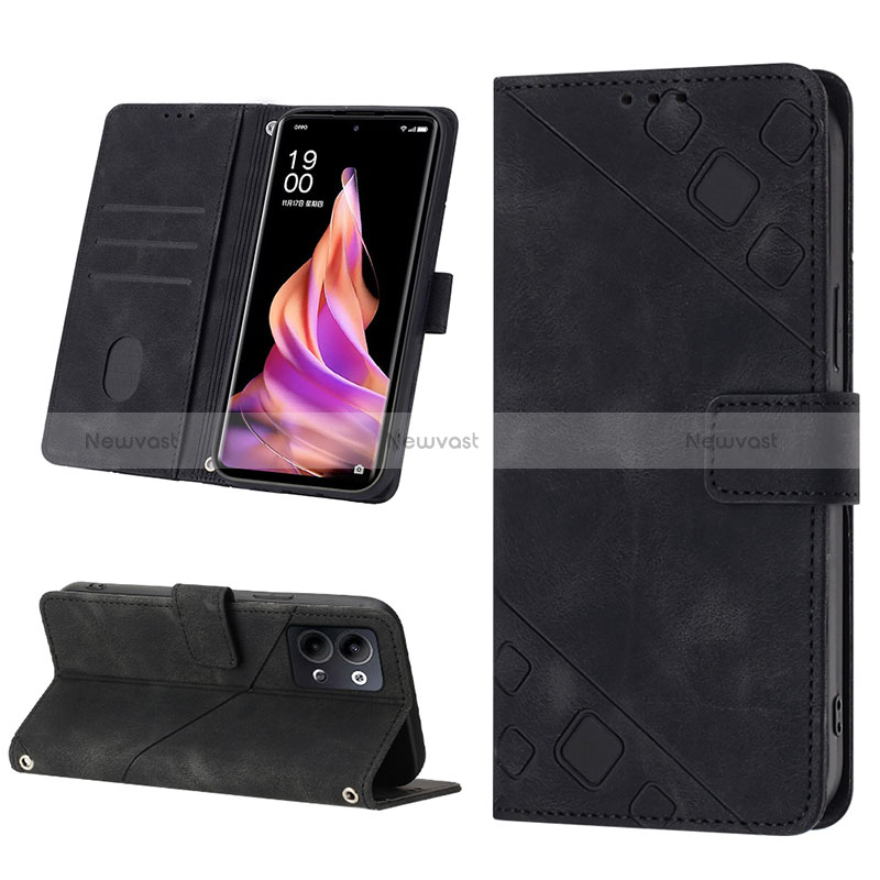 Leather Case Stands Flip Cover Holder YB1 for Oppo Reno9 5G