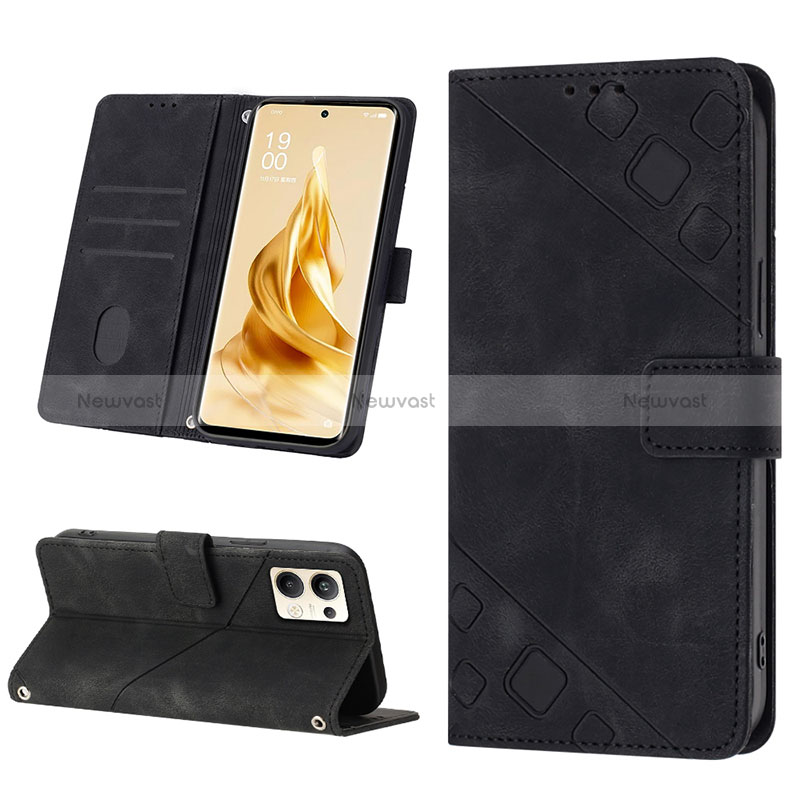 Leather Case Stands Flip Cover Holder YB1 for Oppo Reno9 Pro+ Plus 5G