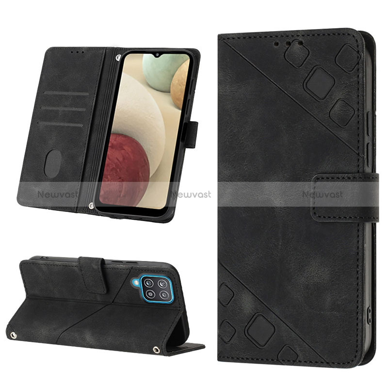 Leather Case Stands Flip Cover Holder YB1 for Samsung Galaxy A12