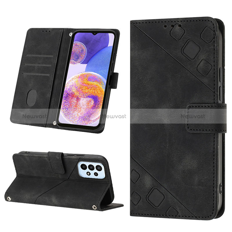 Leather Case Stands Flip Cover Holder YB1 for Samsung Galaxy A23 5G