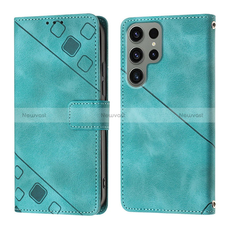 Leather Case Stands Flip Cover Holder YB1 for Samsung Galaxy S22 Ultra 5G