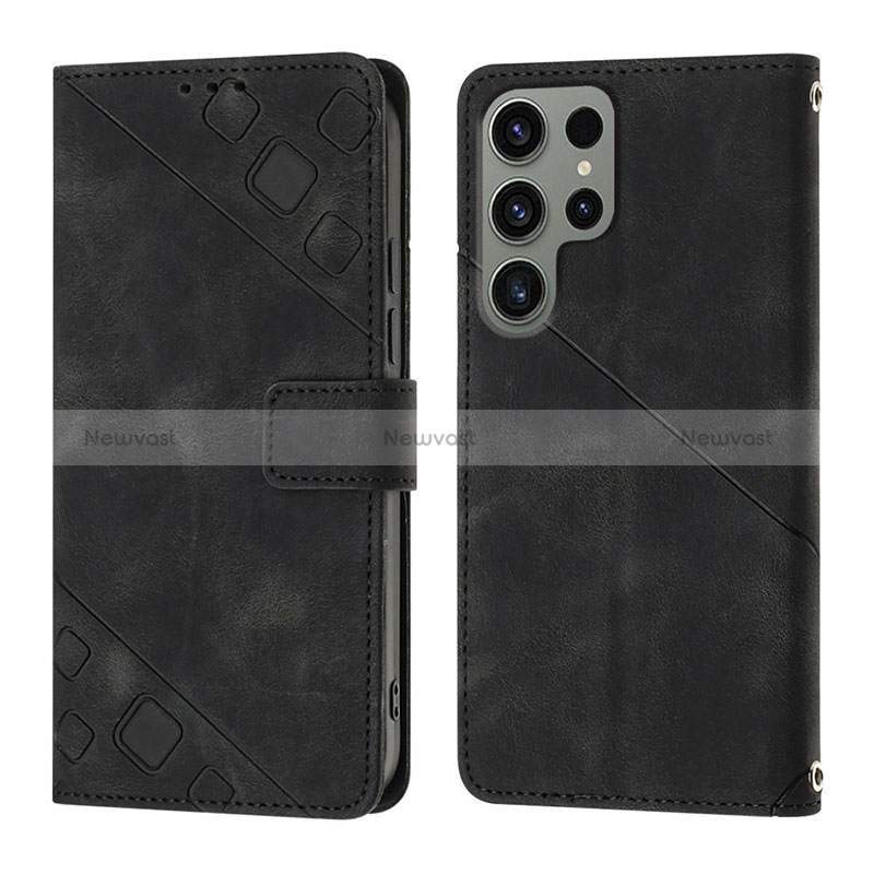 Leather Case Stands Flip Cover Holder YB1 for Samsung Galaxy S22 Ultra 5G