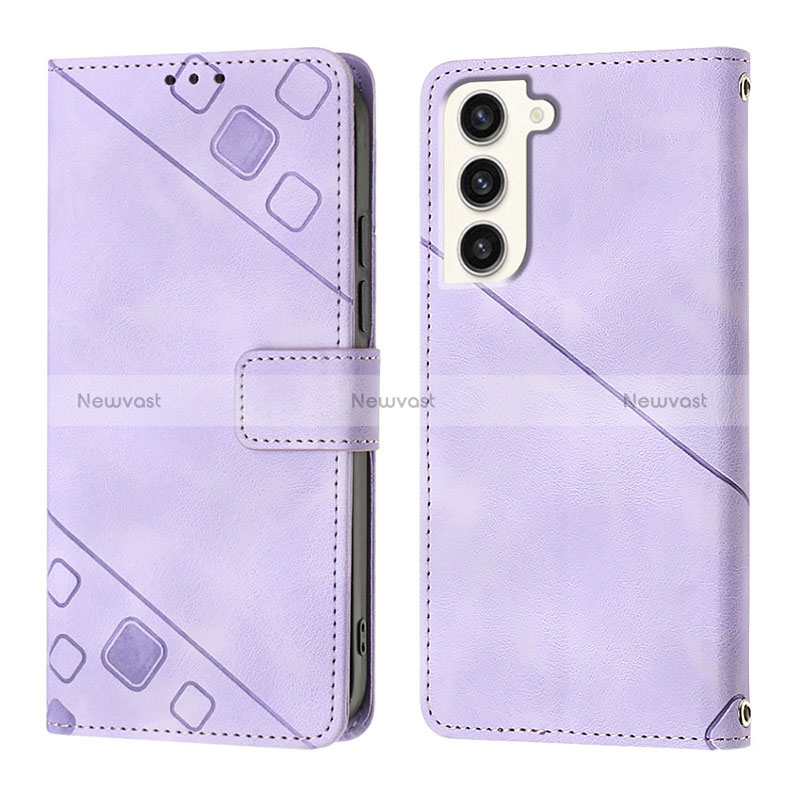 Leather Case Stands Flip Cover Holder YB1 for Samsung Galaxy S23 Plus 5G Clove Purple